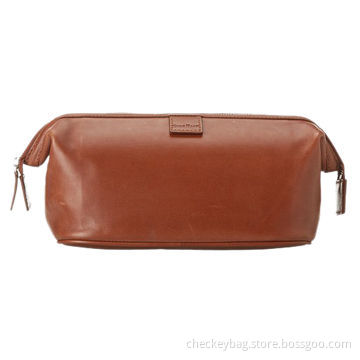 Framed toiletry bag, made of leather